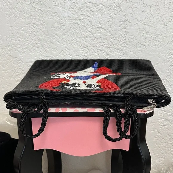 Betty Boop Black Clutch with Red Heart Design - Picture 7 of 10